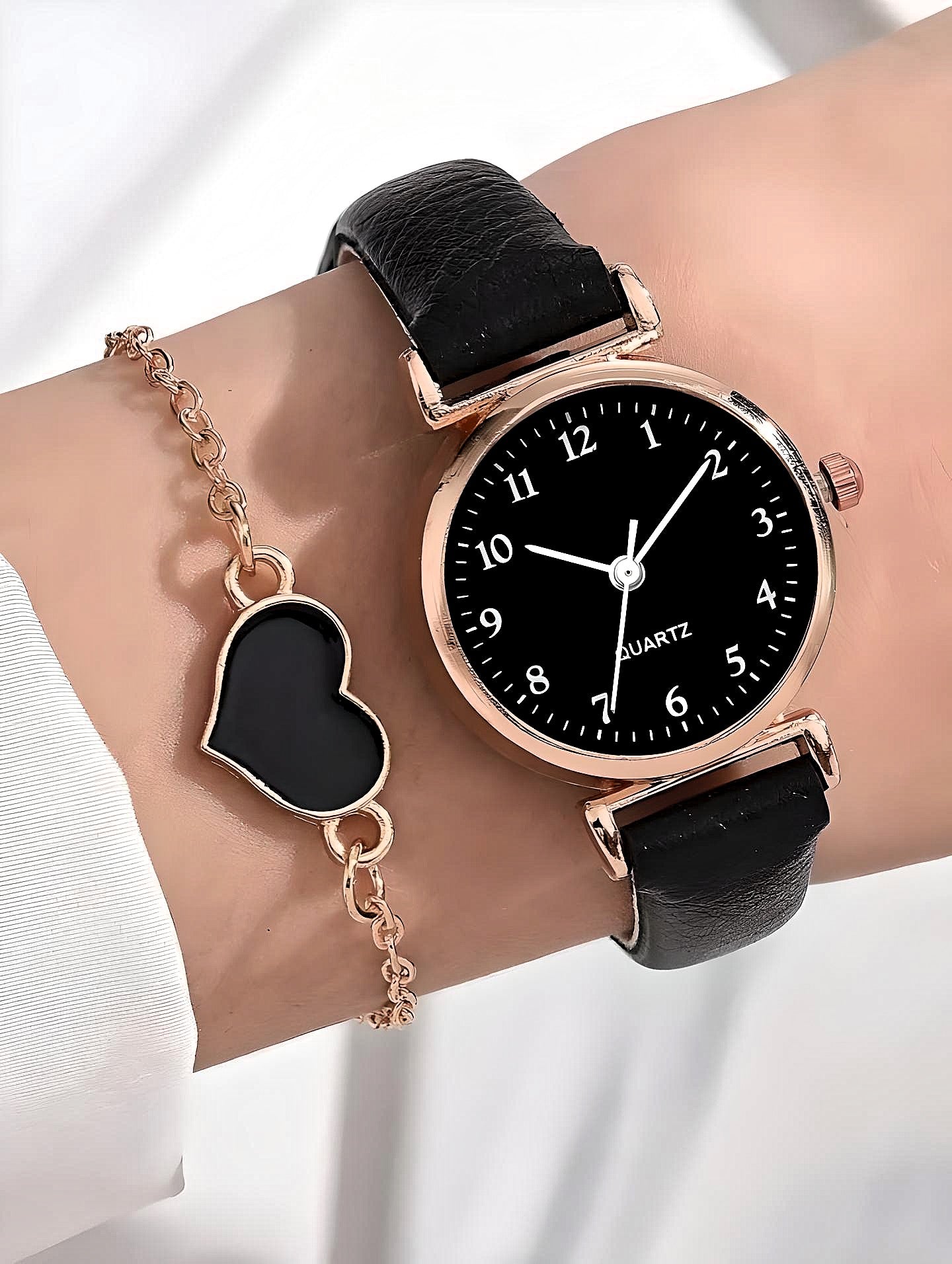 4 Pc Jewelry Combo Set including Quartz Watch-Black