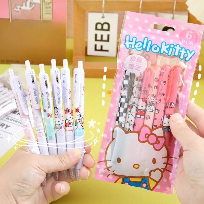 Kawaii Kitty Gel Pens - 6 Pack