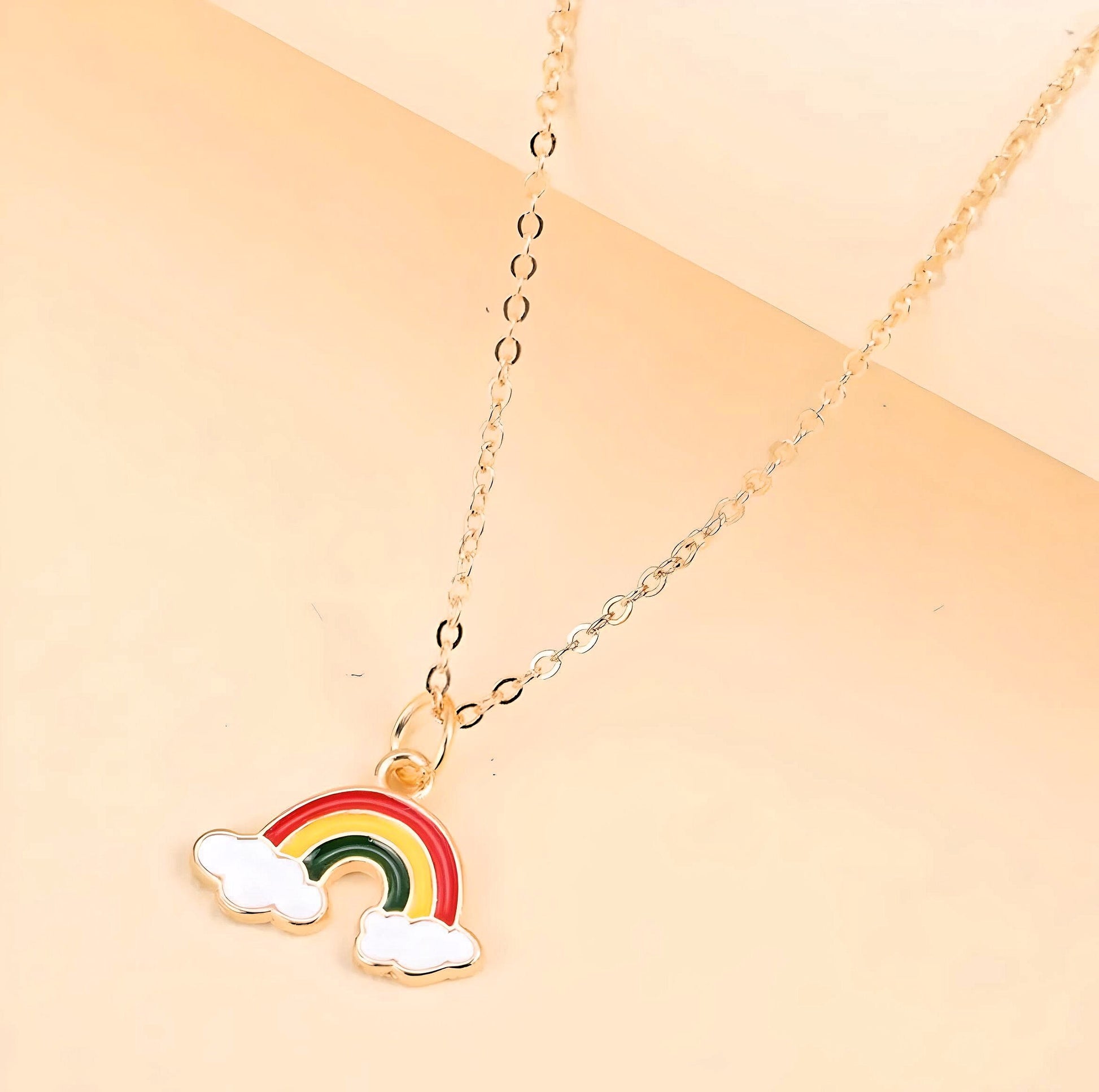 Rainbow Pendant with Chain Necklace