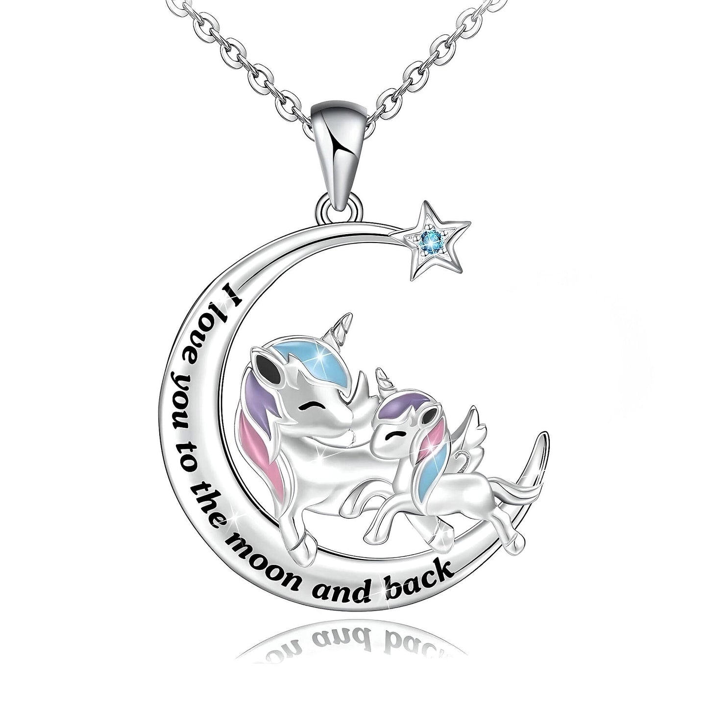 Unicorn & Child Pendant with Chain Necklace