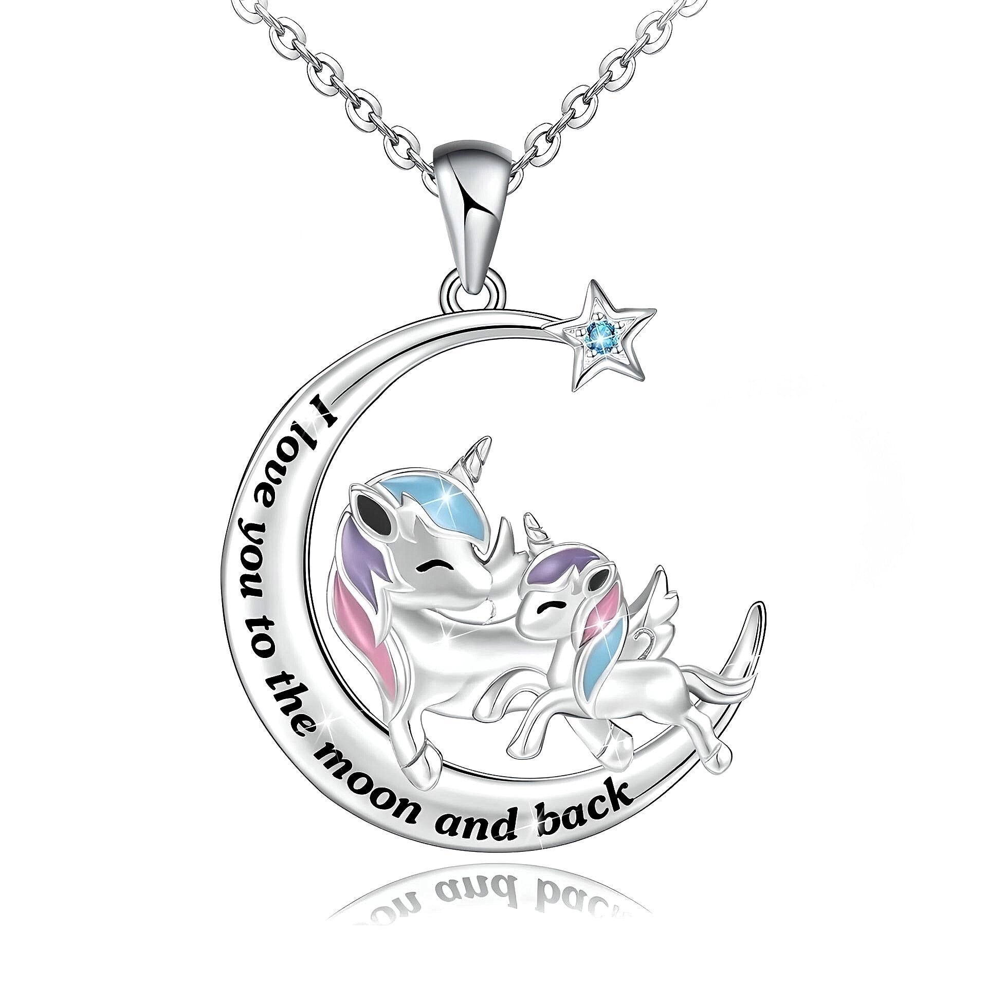 Unicorn & Child Pendant with Chain Necklace