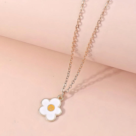 White Flower Pendant with Chain