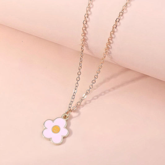 Pink Flower Pendant with Chain