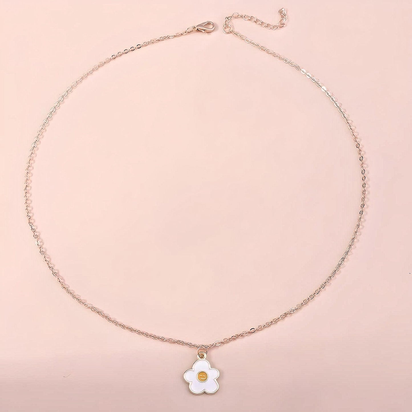 White Flower Pendant with Chain