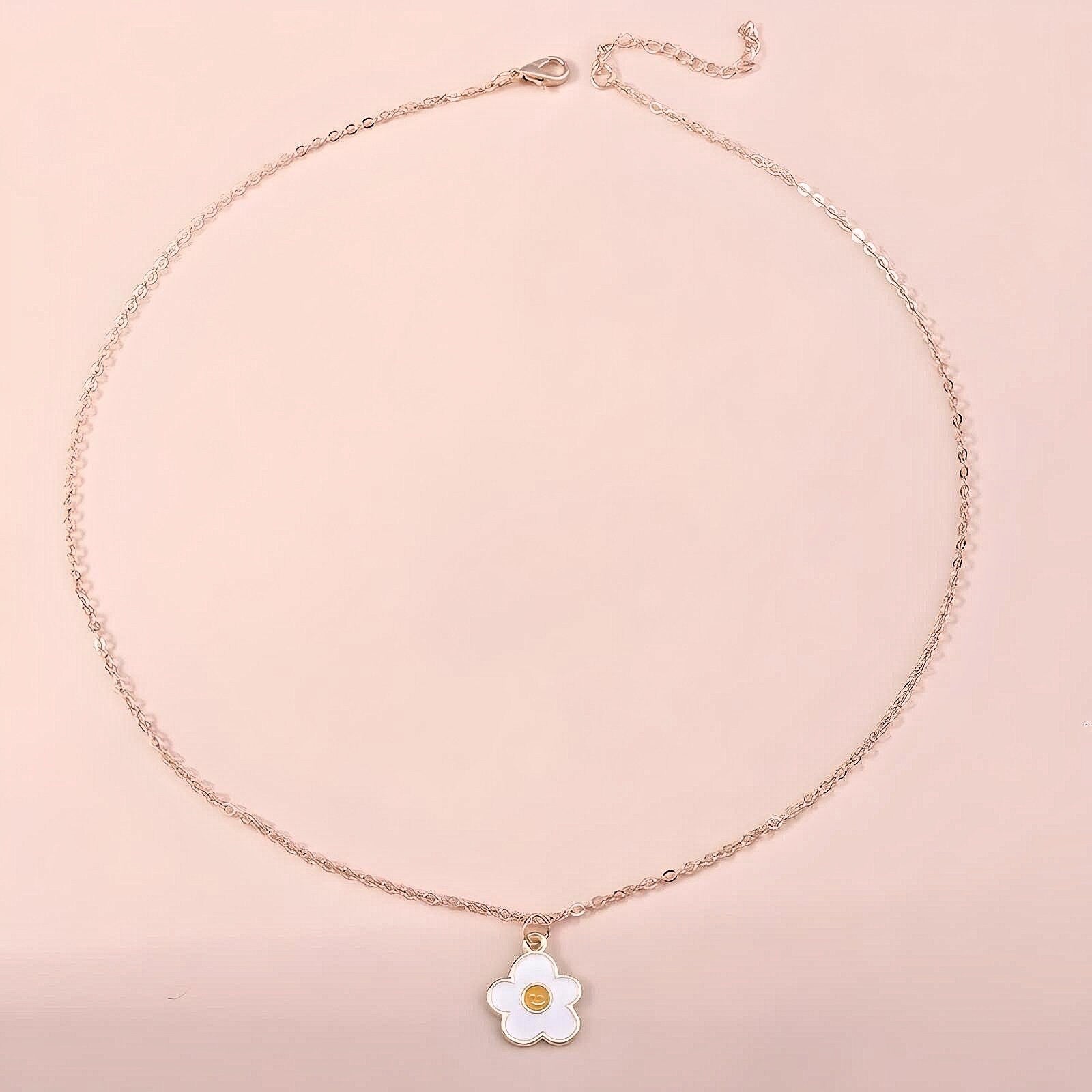 White Flower Pendant with Chain