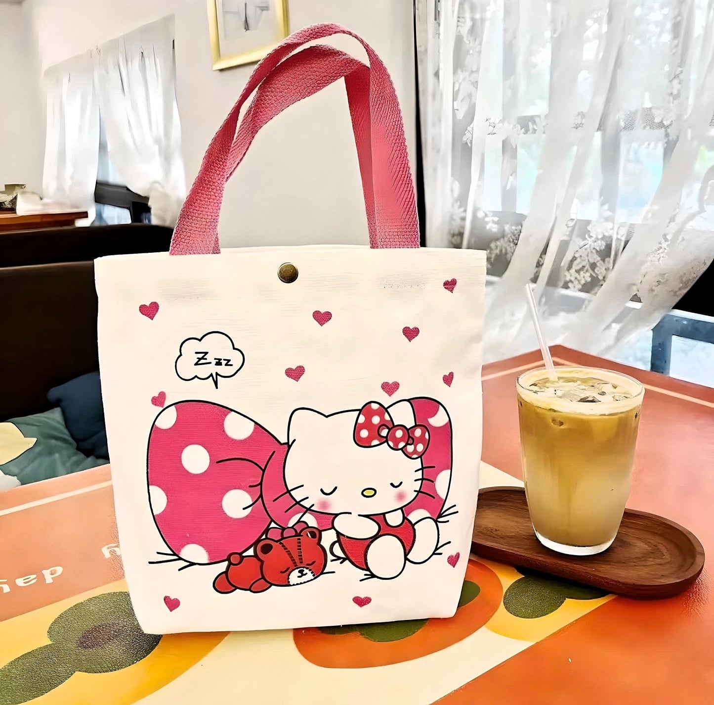 Kawaii Kitty Canvas Tote Bag - B