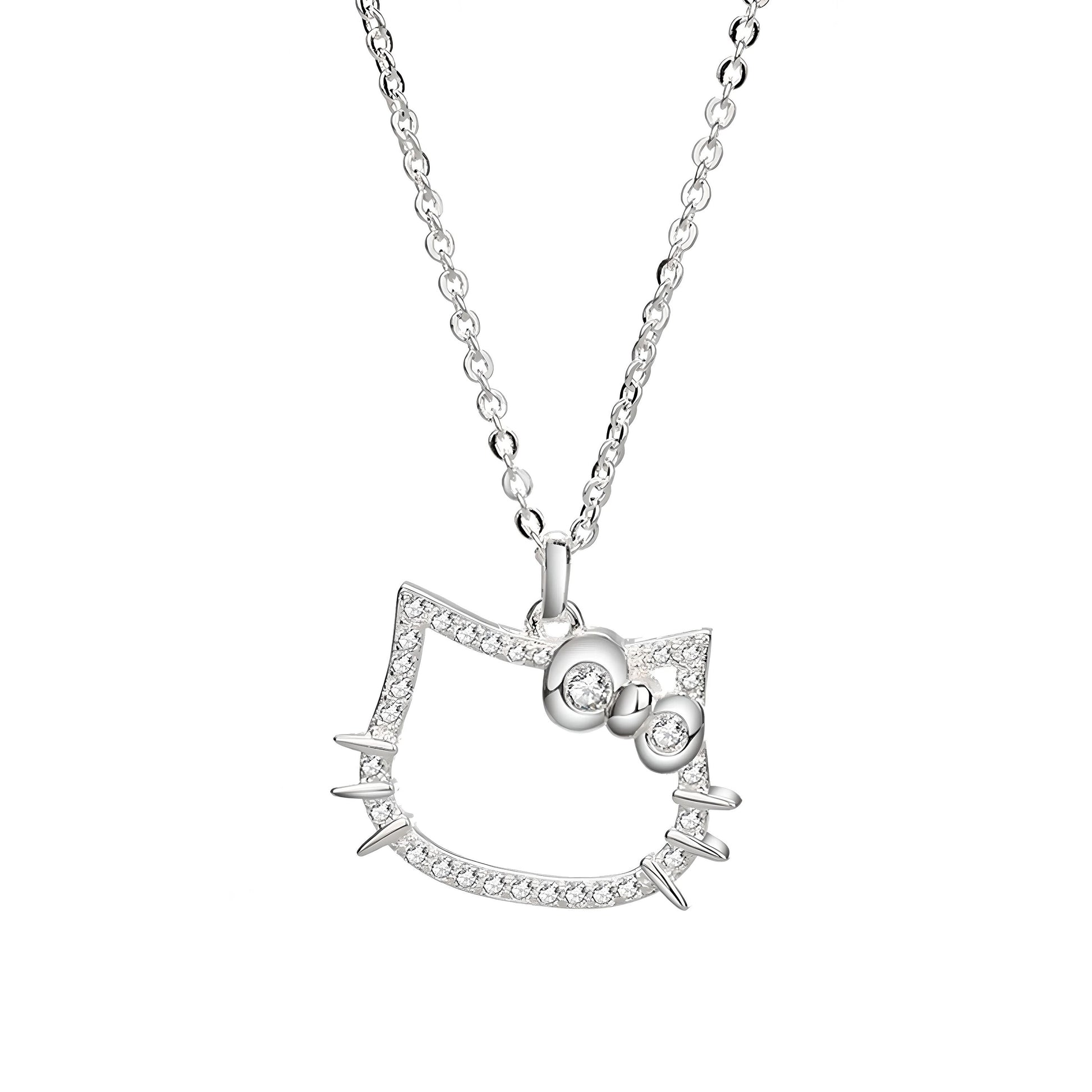 Kawaii Kitty Pendant Outline Necklace