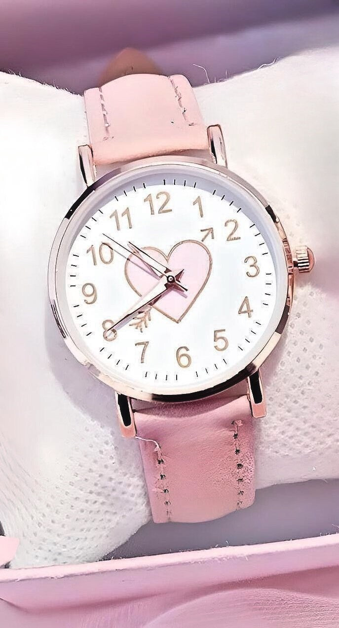 Cute Quartz Watch with Heart Shape Display