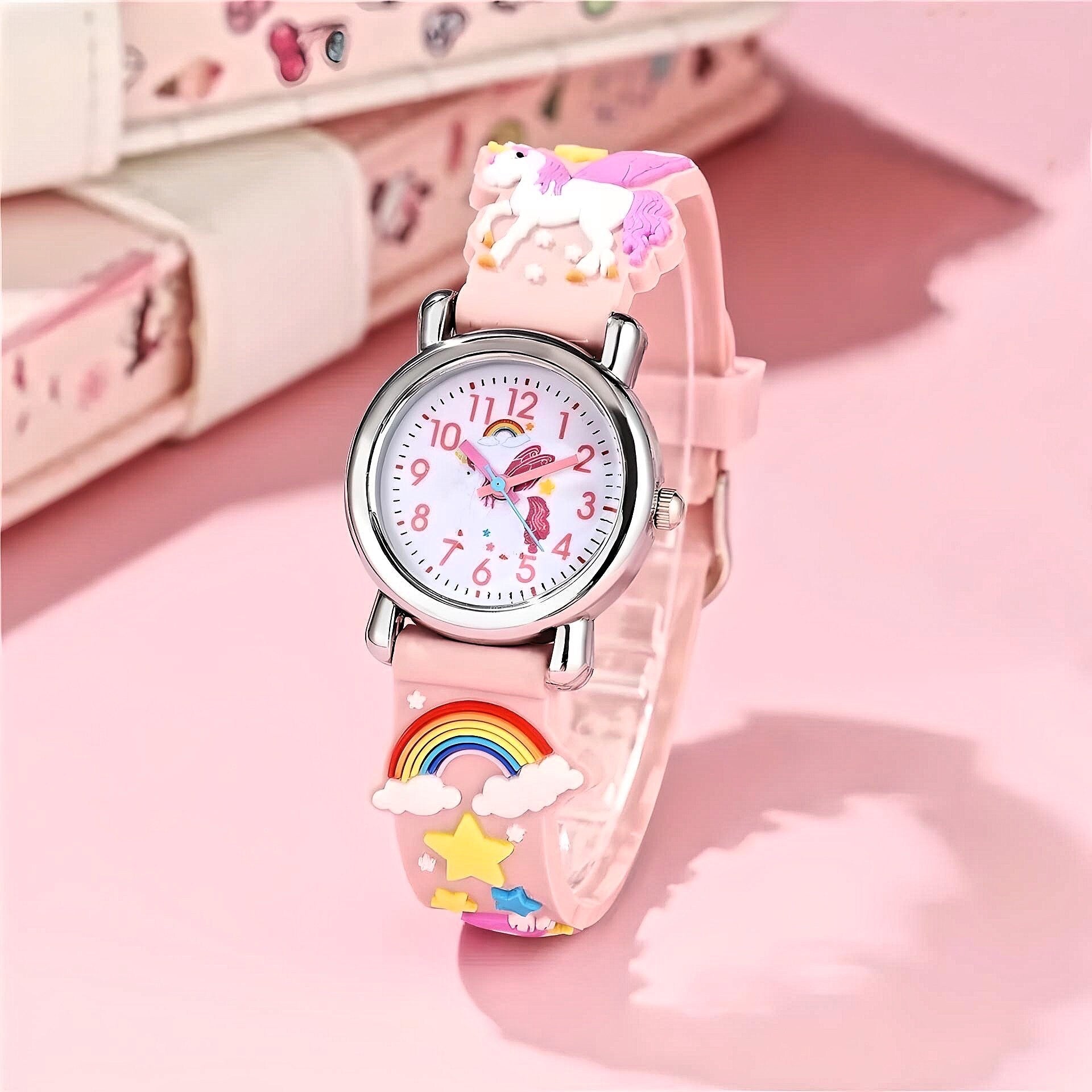 Kids Quartz Unicorn Watch with Coloful Band