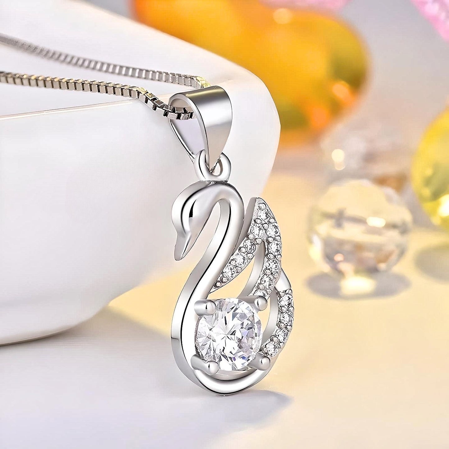 925 Sterling Silver Swan Pendant Necklace