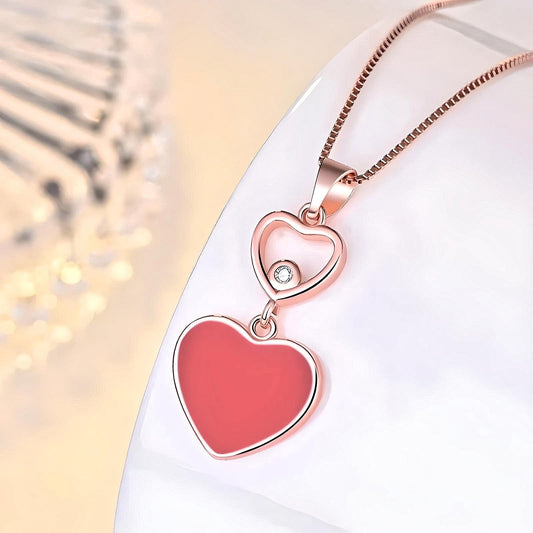 925 Sterling Silver Red Heart Pendant Necklace