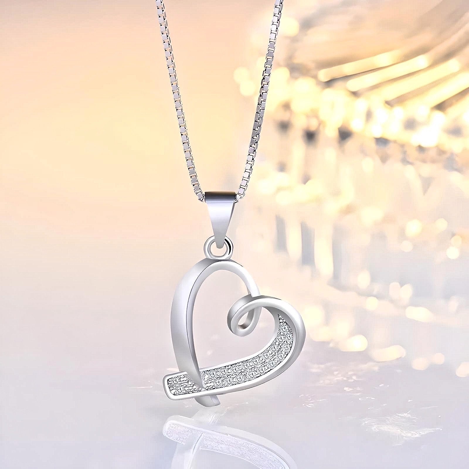 925 Sterling Silver Heart Pendant Necklace