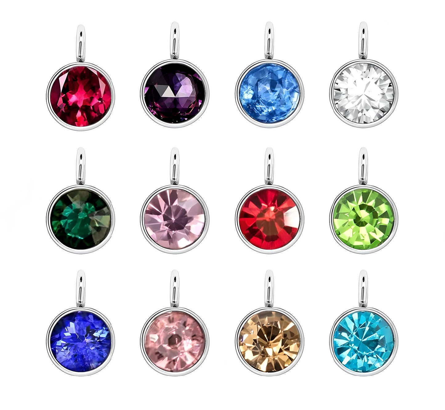 Birthstone Pendants with Silver Plated Stainless Steel Chain