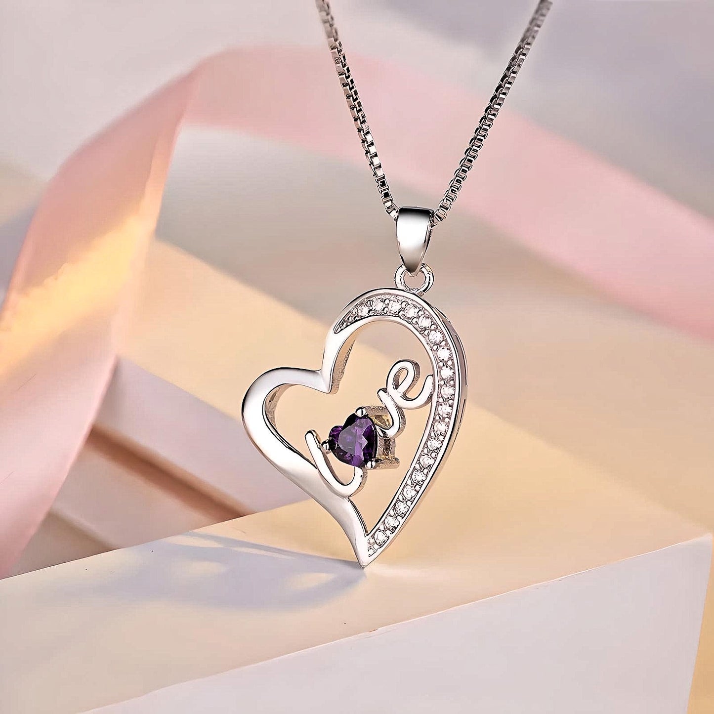 925 Sterling Silver Love Heart Pendant Necklace