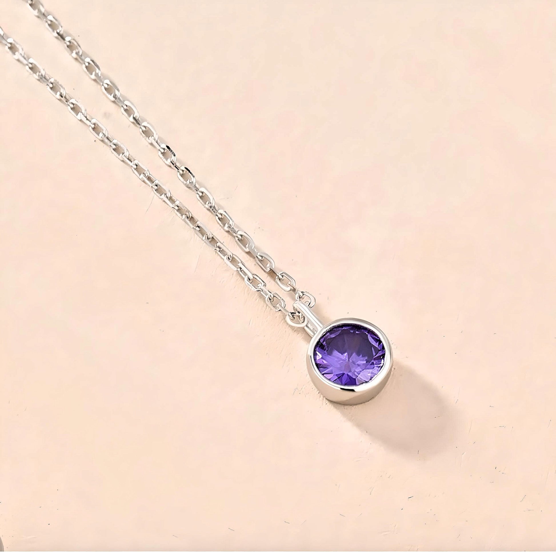 Birthstone Pendants with Silver Plated Stainless Steel Chain