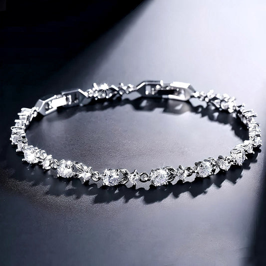 Silver Plated Stainless Steel Leaf Bracelet